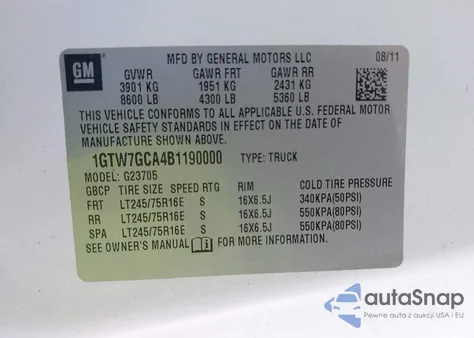 2011 GMC Savana 2500 Work Van from USA, damaged, VIN 1GTW7GCA4B1190000